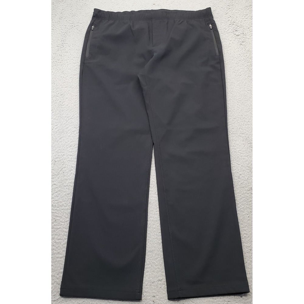 Eddie Bauer Ankle Pants Womens L Black Stretch Zip Pockets Straight Leg Pull-On